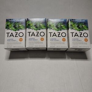 4 PACK Tazo Herbal Juniper Mint Honey Herbal Tea Bags Caffeine Free EXP 06/27